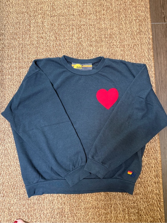 Aviator Nation Tops - Aviator Nation Charcoal Grey Sweatshirt with Red Heart Patch